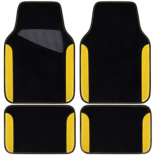 CAR PASS Waterproof Universal Fit Car Floor Mats, Faux Leather Car Carpet Mats, Black Car Mats with Anti-Slip Nibbs Backing & Driver Heel Pad Fit for SUV,Vans,sedans, Trucks,Set of 4pcs(All Black)