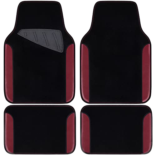 CAR PASS Waterproof Universal Fit Car Floor Mats, Faux Leather Car Carpet Mats, Black Car Mats with Anti-Slip Nibbs Backing & Driver Heel Pad Fit for SUV,Vans,sedans, Trucks,Set of 4pcs(All Black)
