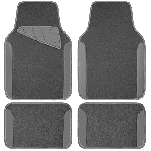 CAR PASS Waterproof Universal Fit Car Floor Mats, Faux Leather Car Carpet Mats, Black Car Mats with Anti-Slip Nibbs Backing & Driver Heel Pad Fit for SUV,Vans,sedans, Trucks,Set of 4pcs(All Black)