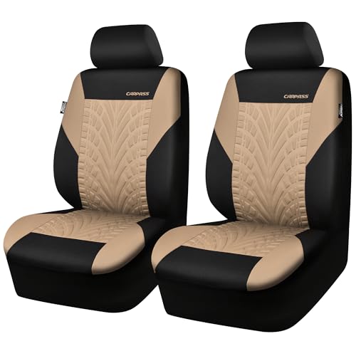 CAR PASS Car Seat Covers Full Sets, Front & Split Rear Bench for Car, 3D Tyre Embossed Automotive Interior Covers, Airbag Compatible, Quick Setup Universal Fit Seat Covers for Car, SUV(All Black)