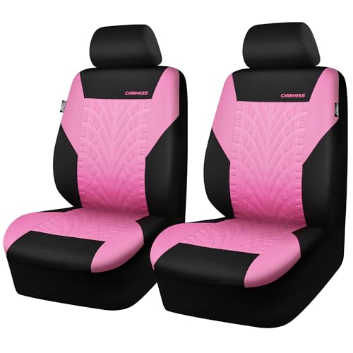 CAR PASS Car Seat Covers Full Sets, Front & Split Rear Bench for Car, 3D Tyre Embossed Automotive Interior Covers, Airbag Compatible, Quick Setup Universal Fit Seat Covers for Car, SUV(All Black)