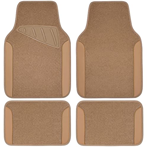 CAR PASS Waterproof Universal Fit Car Floor Mats, Faux Leather Car Carpet Mats, Black Car Mats with Anti-Slip Nibbs Backing & Driver Heel Pad Fit for SUV,Vans,sedans, Trucks,Set of 4pcs(All Black)