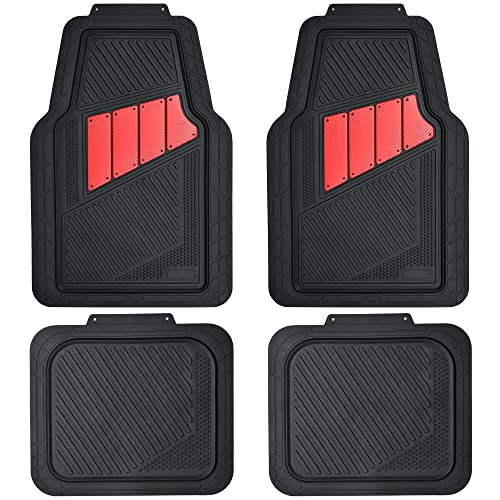 CAR PASS Heavy Duty Rubber Floor Mats Pink 4-Piece Car Mat Set - Universal Waterproof for SUV Truck, Durable All-Weather Mats,Car Women,Girly(All Pink)
