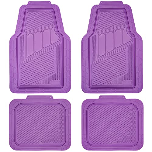 CAR PASS Heavy Duty Rubber Floor Mats Pink 4-Piece Car Mat Set - Universal Waterproof for SUV Truck, Durable All-Weather Mats,Car Women,Girly(All Pink)