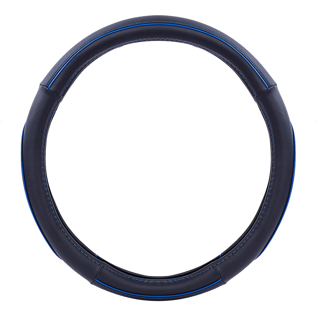 Car Pass Colour Piping Leather Universal Fit Steering Wheel Cover,Perfectly fit for 14.5-15 inches for Various Vehicles SUVs,Vans,Sedans,Cars (Black & Mint)