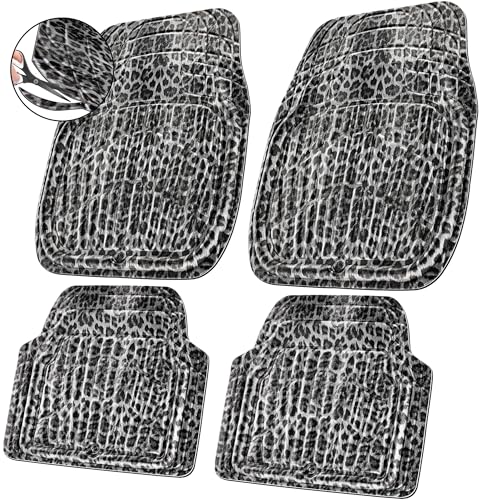 CAR PASS 4 Piece Leather Car Floor Mats -3D Cute Girly Waterproof All Weather Car Mat Full Set, Universal Trim to Fit & Anti-Slip Burr Bottom & Light Easy Clean for SUV Truck Auto Sedan Van(Pink)