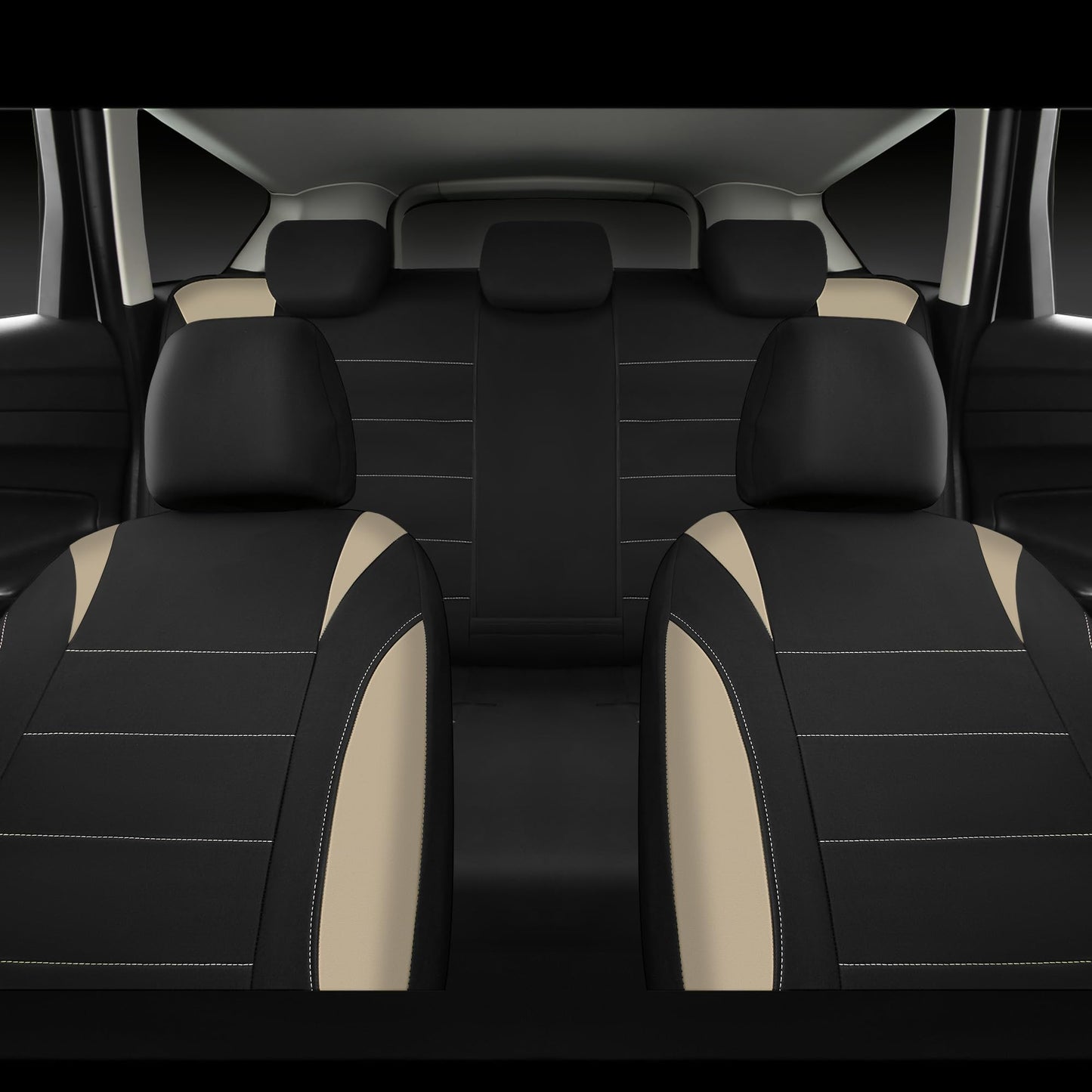 CAR PASS Neoprene Waterproof Seat Covers, Universal Fit Black Full Sets, Protective Interior Covers for Auto SUV, Vans, Sedans, Trucks