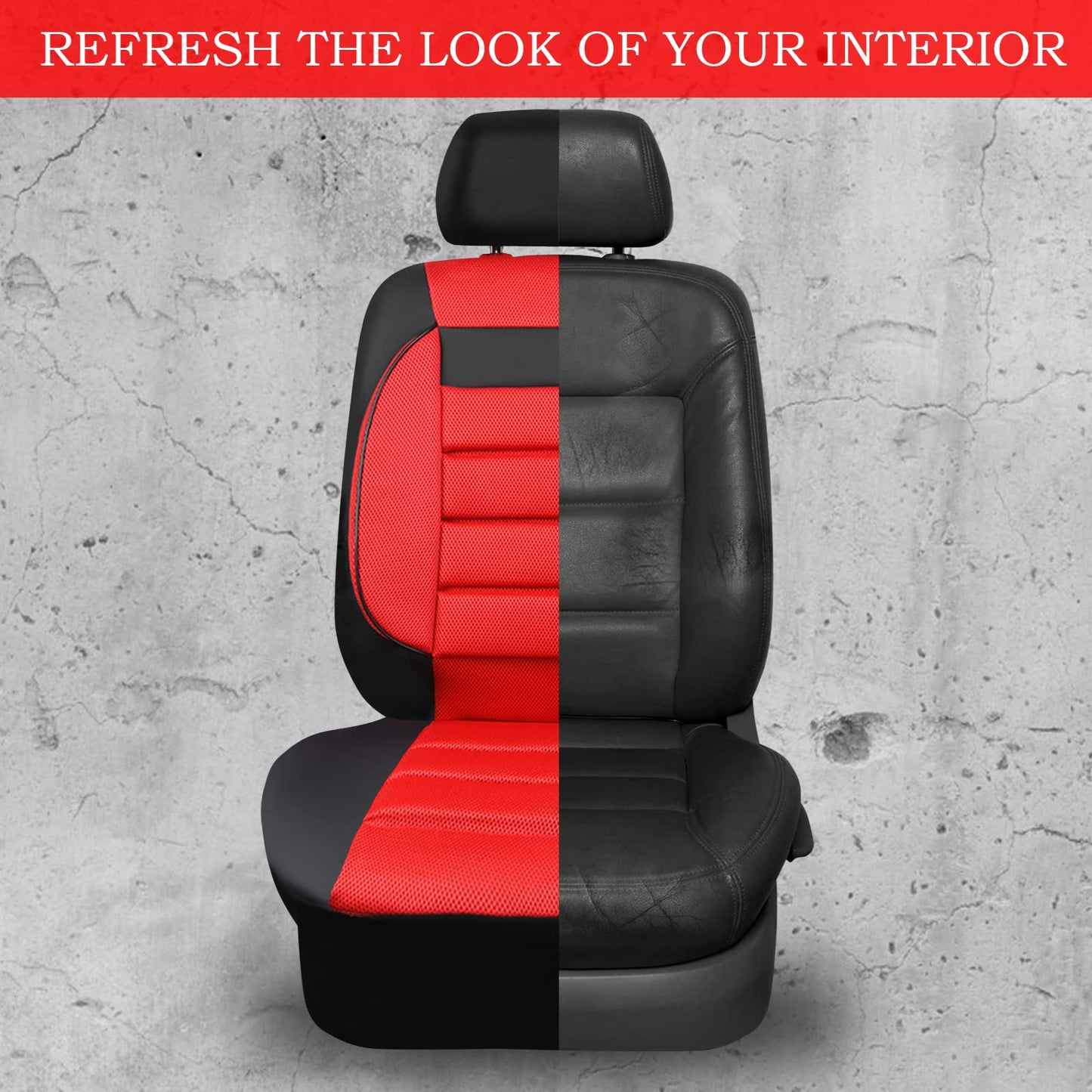 CAR PASS 3D Foam Leather Car Seat Covers Two Front Seats only, Air Cool Mesh Thick Seat Covers, All Weather Car Seat Cover Comfort & Protection for Truck,SUV,Sedan,Van, Airbag Compatible (Black)