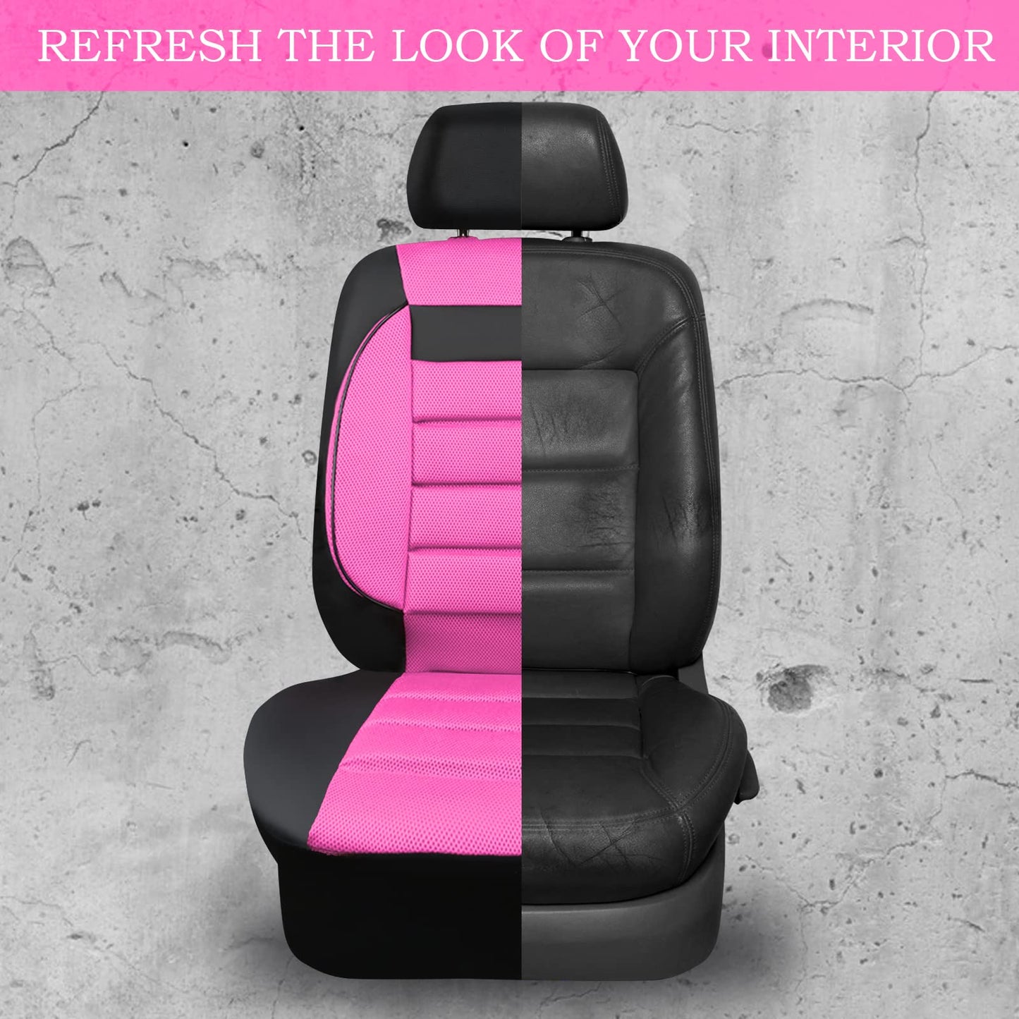 CAR PASS 3D Foam Leather Car Seat Covers Two Front Seats only, Air Cool Mesh Thick Seat Covers, All Weather Car Seat Cover Comfort & Protection for Truck,SUV,Sedan,Van, Airbag Compatible (Black)