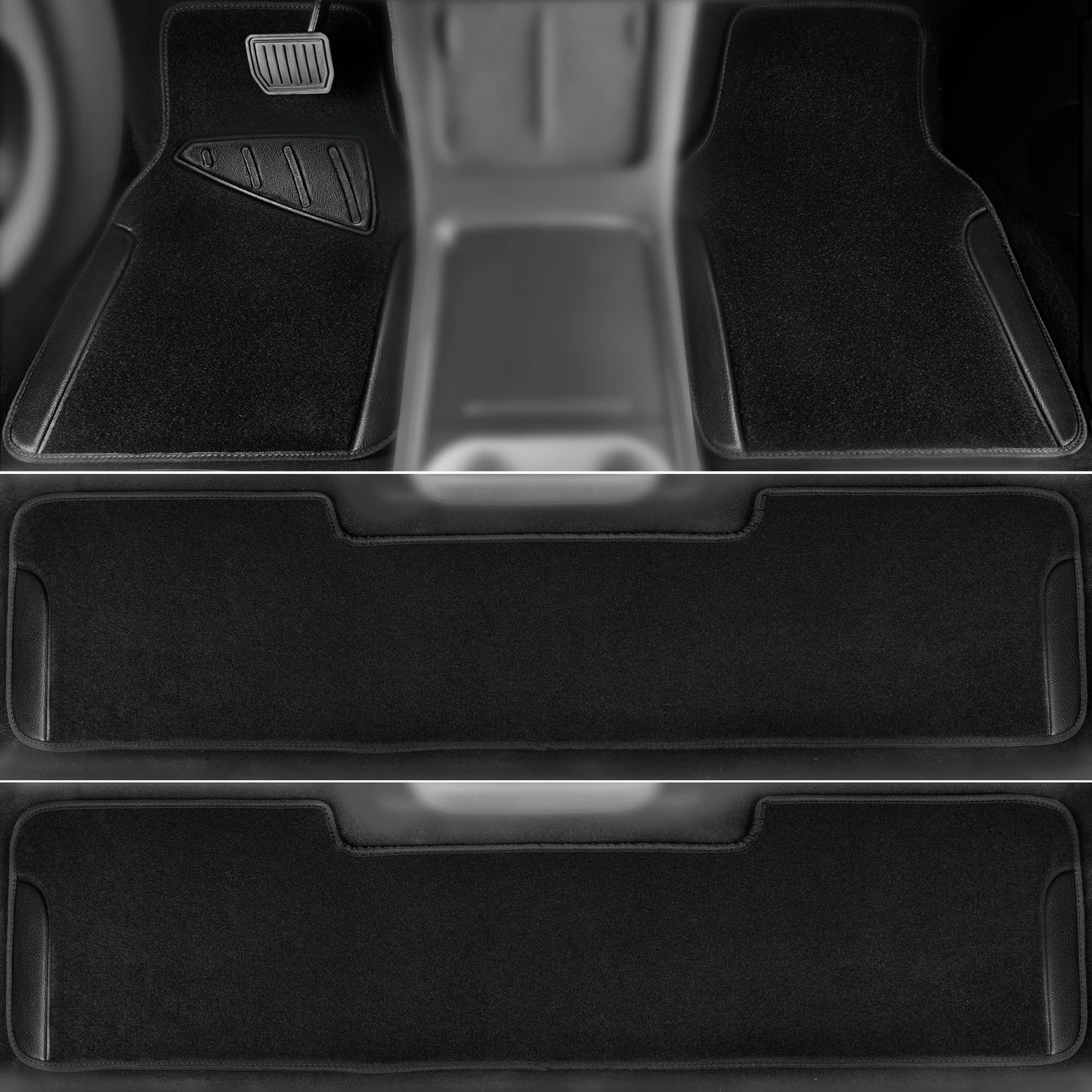 CAR PASS Waterproof Universal Fit Car Floor Mats, Faux Leather Car Carpet Mats, Black Car Mats with Anti-Slip Nibbs Backing & Driver Heel Pad Fit for SUV,Vans,sedans, Trucks,Set of 4pcs(All Black)