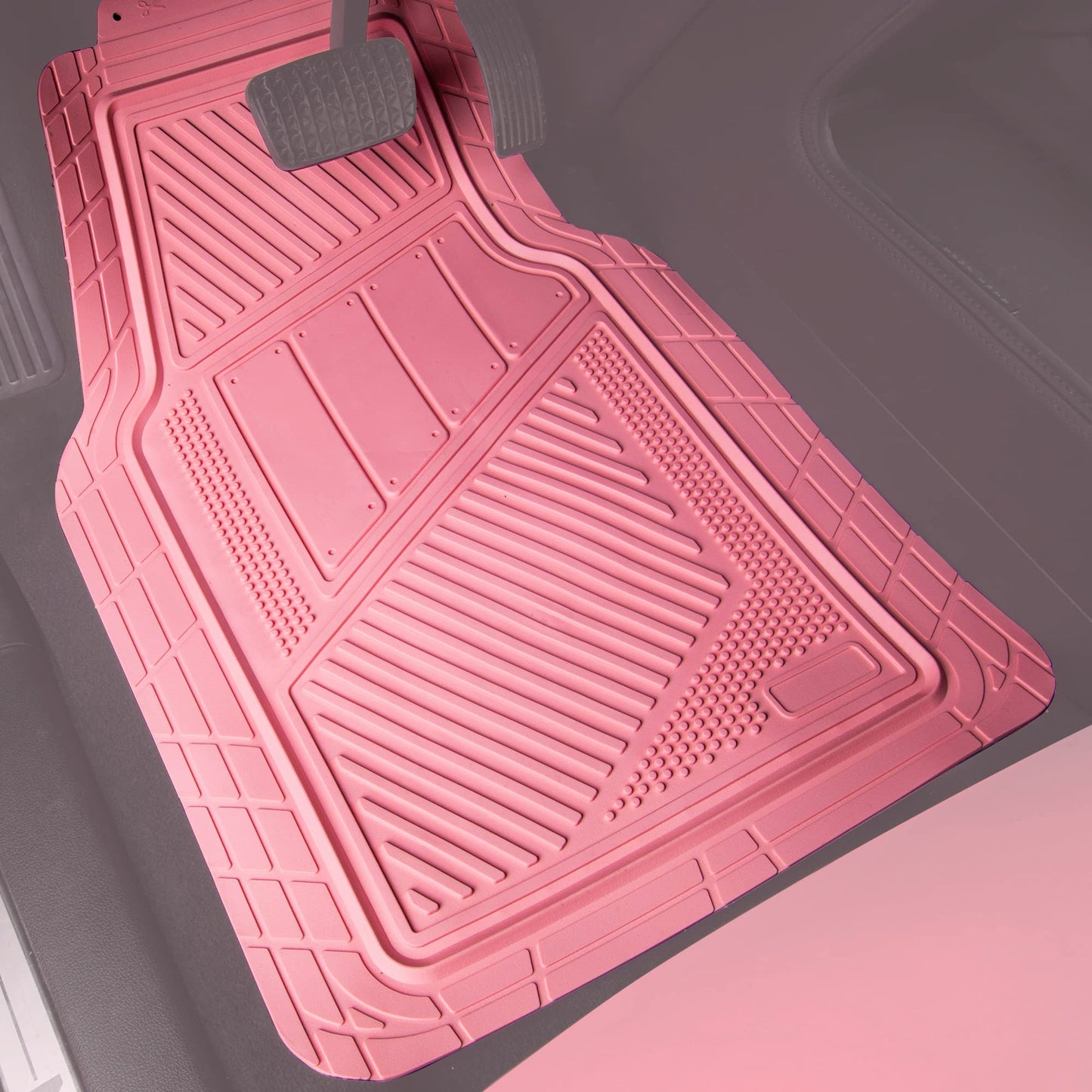 CAR PASS Heavy Duty Rubber Floor Mats Pink 4-Piece Car Mat Set - Universal Waterproof for SUV Truck, Durable All-Weather Mats,Car Women,Girly(All Pink)