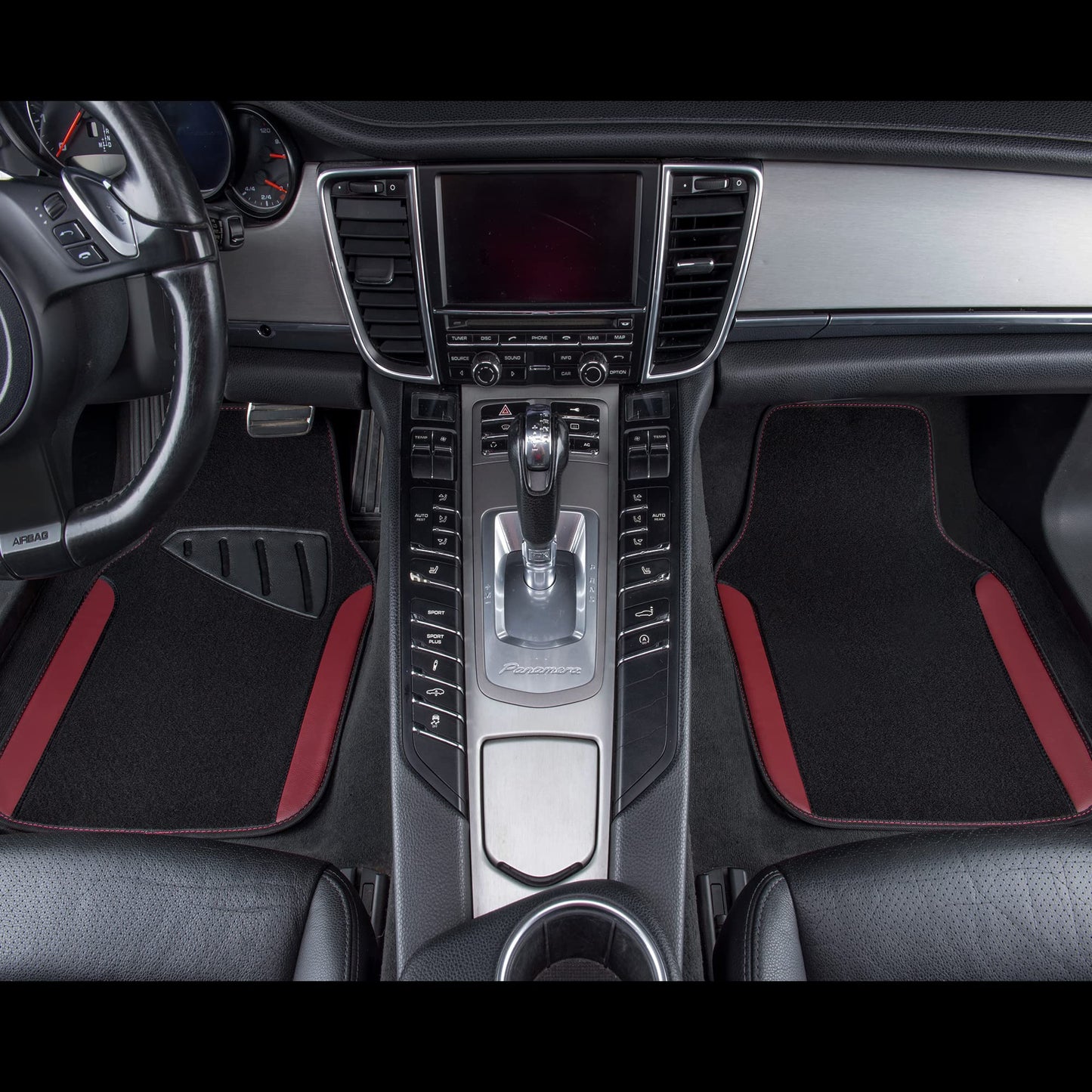 CAR PASS Waterproof Universal Fit Car Floor Mats, Faux Leather Car Carpet Mats, Black Car Mats with Anti-Slip Nibbs Backing & Driver Heel Pad Fit for SUV,Vans,sedans, Trucks,Set of 4pcs(All Black)