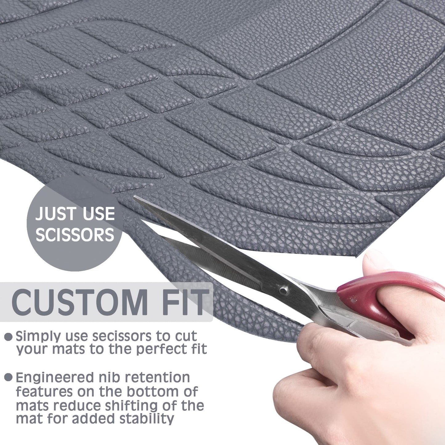 CAR PASS 4 Piece Leather Car Floor Mats -3D Cute Girly Waterproof All Weather Car Mat Full Set, Universal Trim to Fit & Anti-Slip Burr Bottom & Light Easy Clean for SUV Truck Auto Sedan Van(Pink)