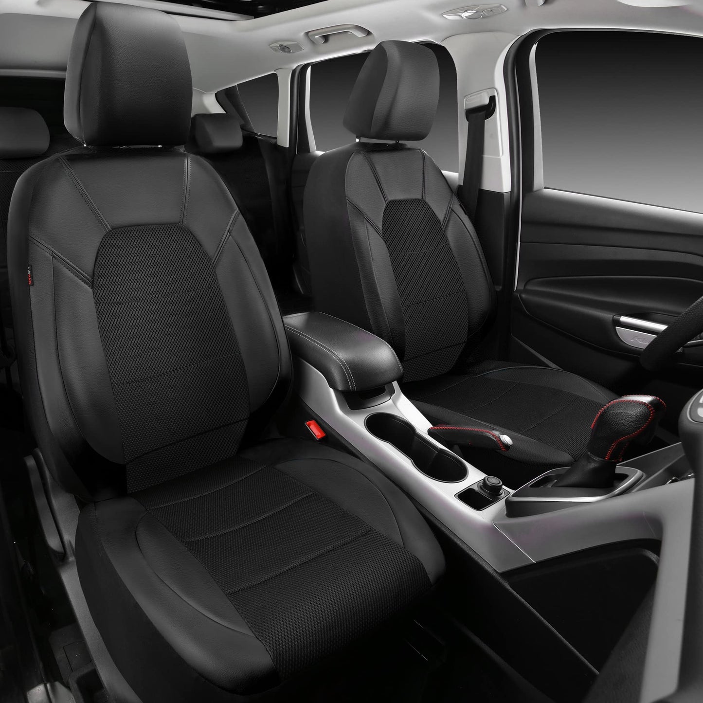 CAR PASS Waterproof Universal Fit Car Floor Mats, Faux Leather Car Carpet Mats, Black Car Mats with Anti-Slip Nibbs Backing & Driver Heel Pad Fit for SUV,Vans,sedans, Trucks,Set of 4pcs(All Black)