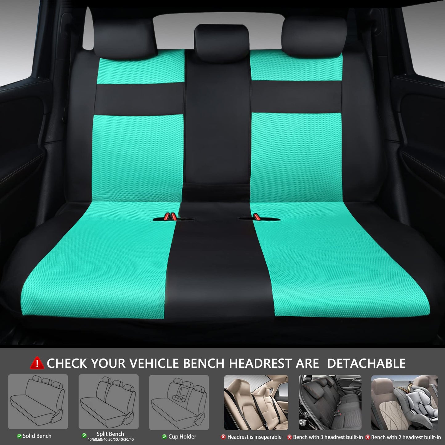 CAR PASS 3D Foam Leather Car Seat Covers Two Front Seats only, Air Cool Mesh Thick Seat Covers, All Weather Car Seat Cover Comfort & Protection for Truck,SUV,Sedan,Van, Airbag Compatible (Black)