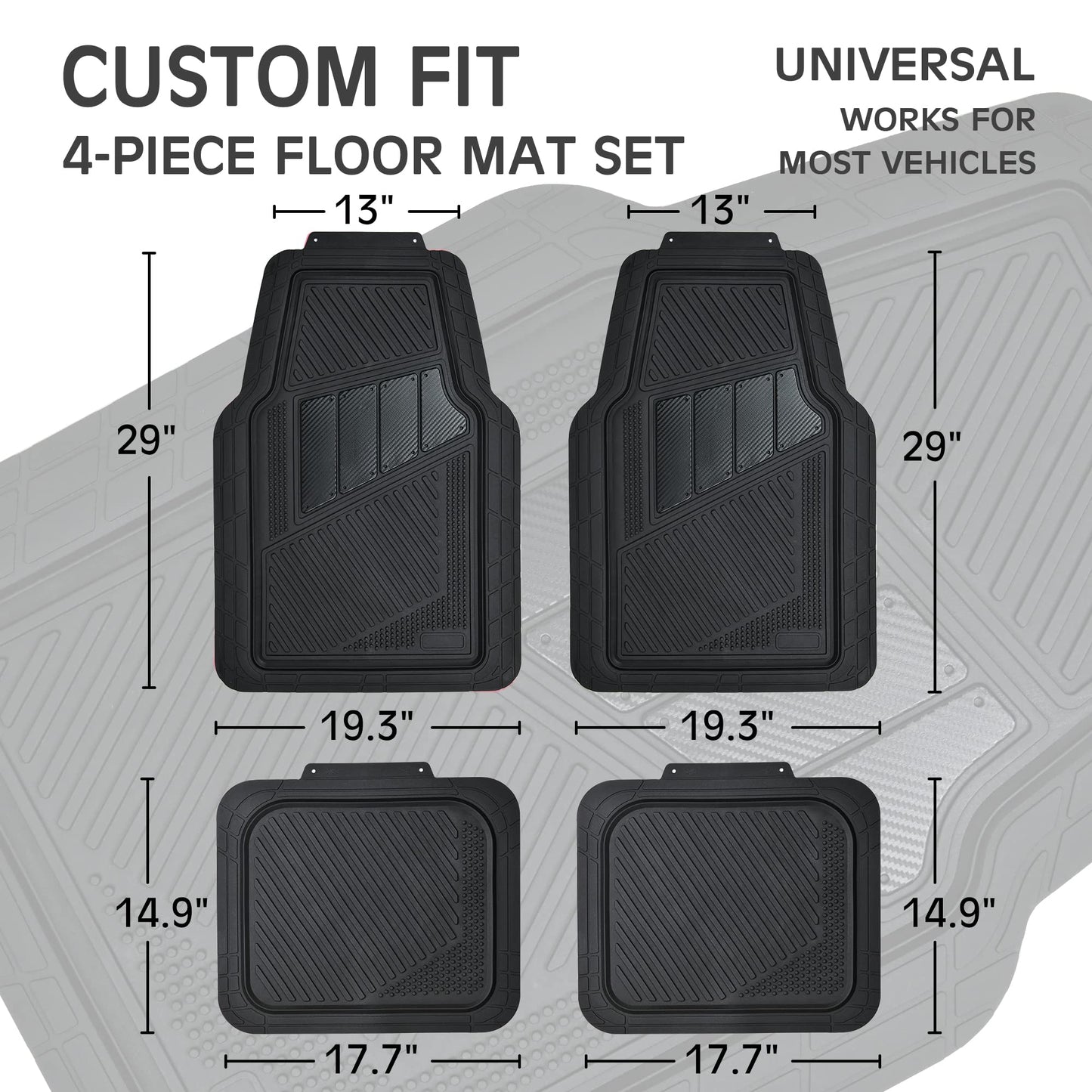 CAR PASS Heavy Duty Rubber Floor Mats Pink 4-Piece Car Mat Set - Universal Waterproof for SUV Truck, Durable All-Weather Mats,Car Women,Girly(All Pink)