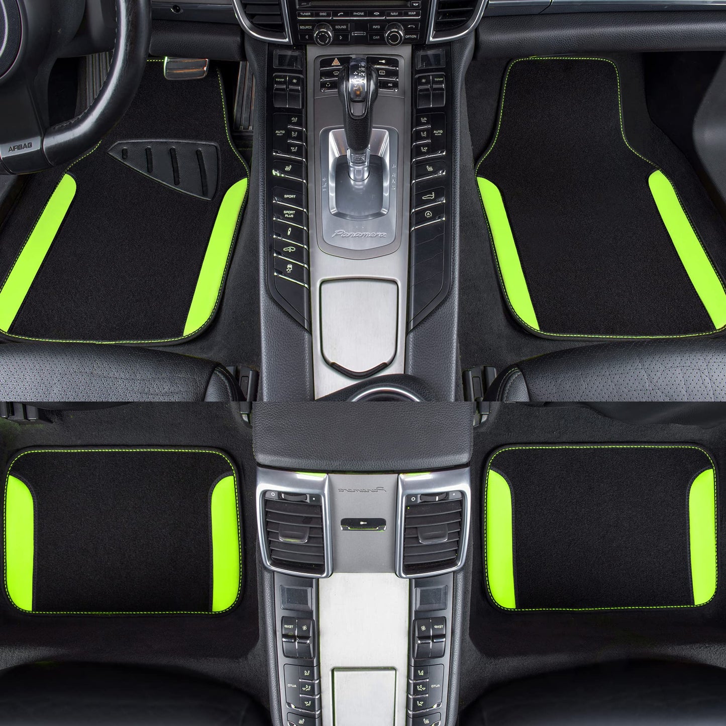 CAR PASS Waterproof Universal Fit Car Floor Mats, Faux Leather Car Carpet Mats, Black Car Mats with Anti-Slip Nibbs Backing & Driver Heel Pad Fit for SUV,Vans,sedans, Trucks,Set of 4pcs(All Black)