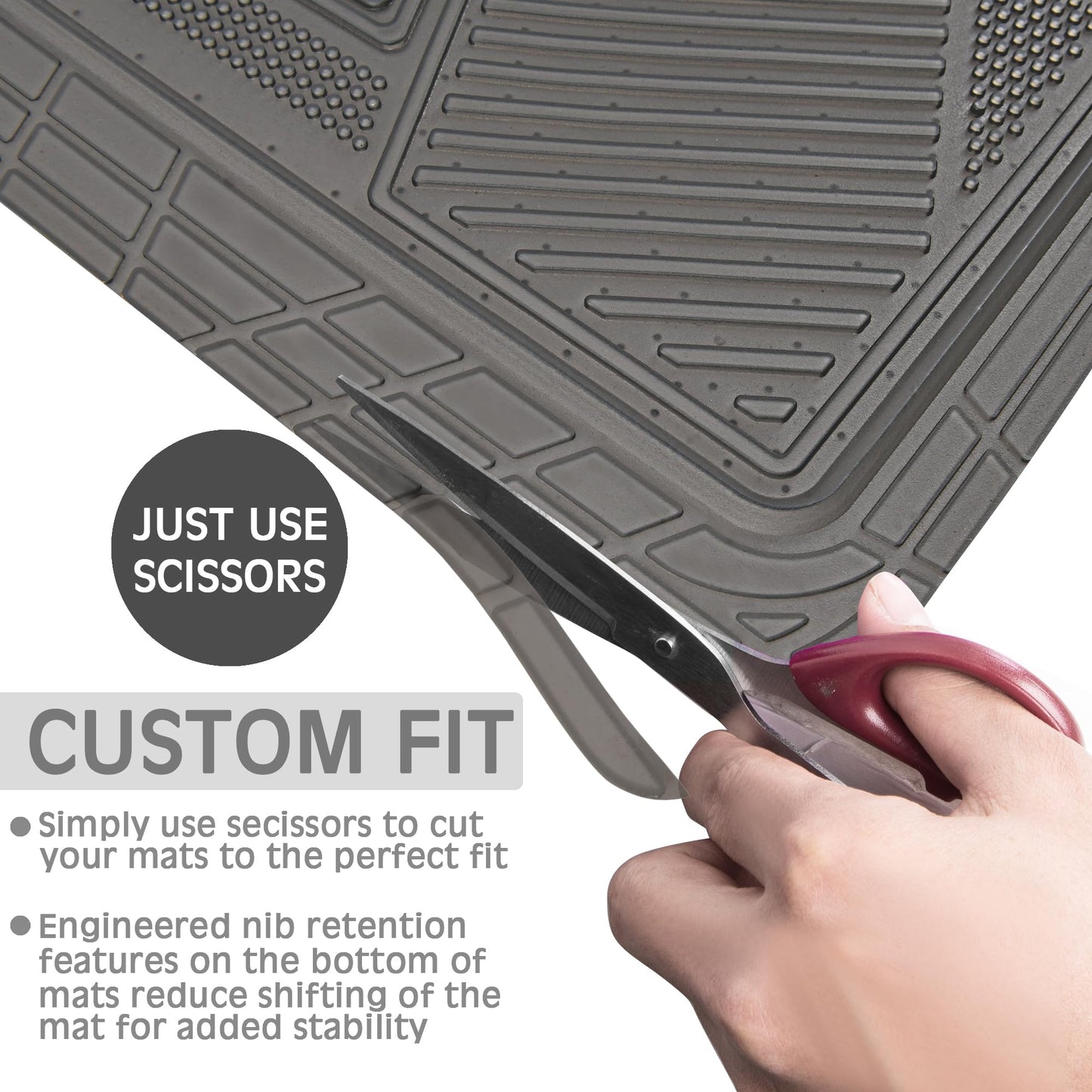 CAR PASS Heavy Duty Rubber Floor Mats Pink 4-Piece Car Mat Set - Universal Waterproof for SUV Truck, Durable All-Weather Mats,Car Women,Girly(All Pink)