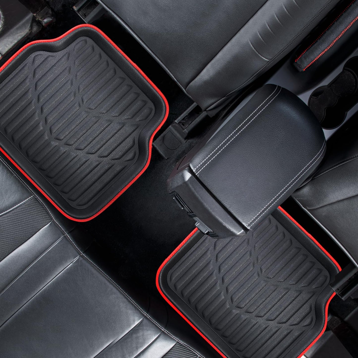 CAR PASS 4 Piece Leather Car Floor Mats -3D Cute Girly Waterproof All Weather Car Mat Full Set, Universal Trim to Fit & Anti-Slip Burr Bottom & Light Easy Clean for SUV Truck Auto Sedan Van(Pink)