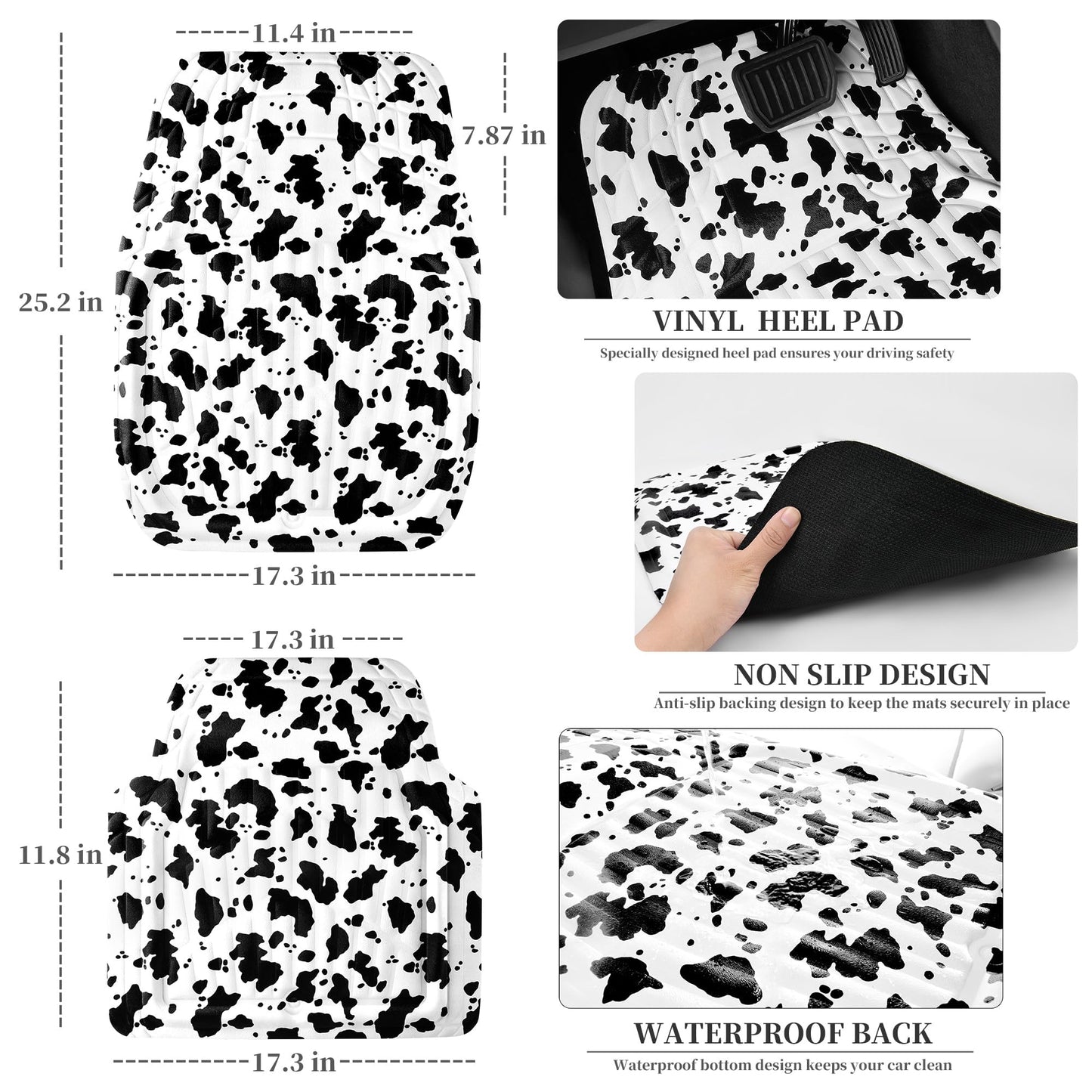 CAR PASS 4 Piece Leather Car Floor Mats -3D Cute Girly Waterproof All Weather Car Mat Full Set, Universal Trim to Fit & Anti-Slip Burr Bottom & Light Easy Clean for SUV Truck Auto Sedan Van(Pink)