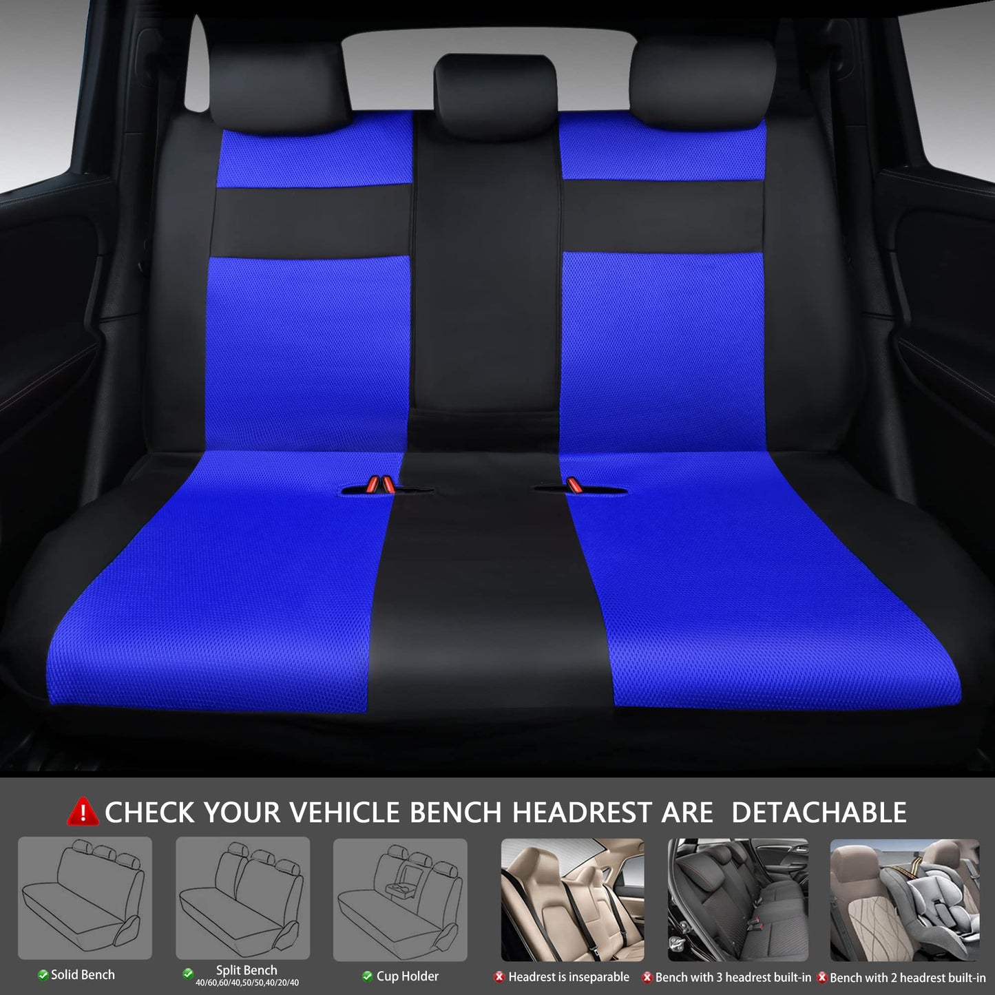 CAR PASS 3D Foam Leather Car Seat Covers Two Front Seats only, Air Cool Mesh Thick Seat Covers, All Weather Car Seat Cover Comfort & Protection for Truck,SUV,Sedan,Van, Airbag Compatible (Black)