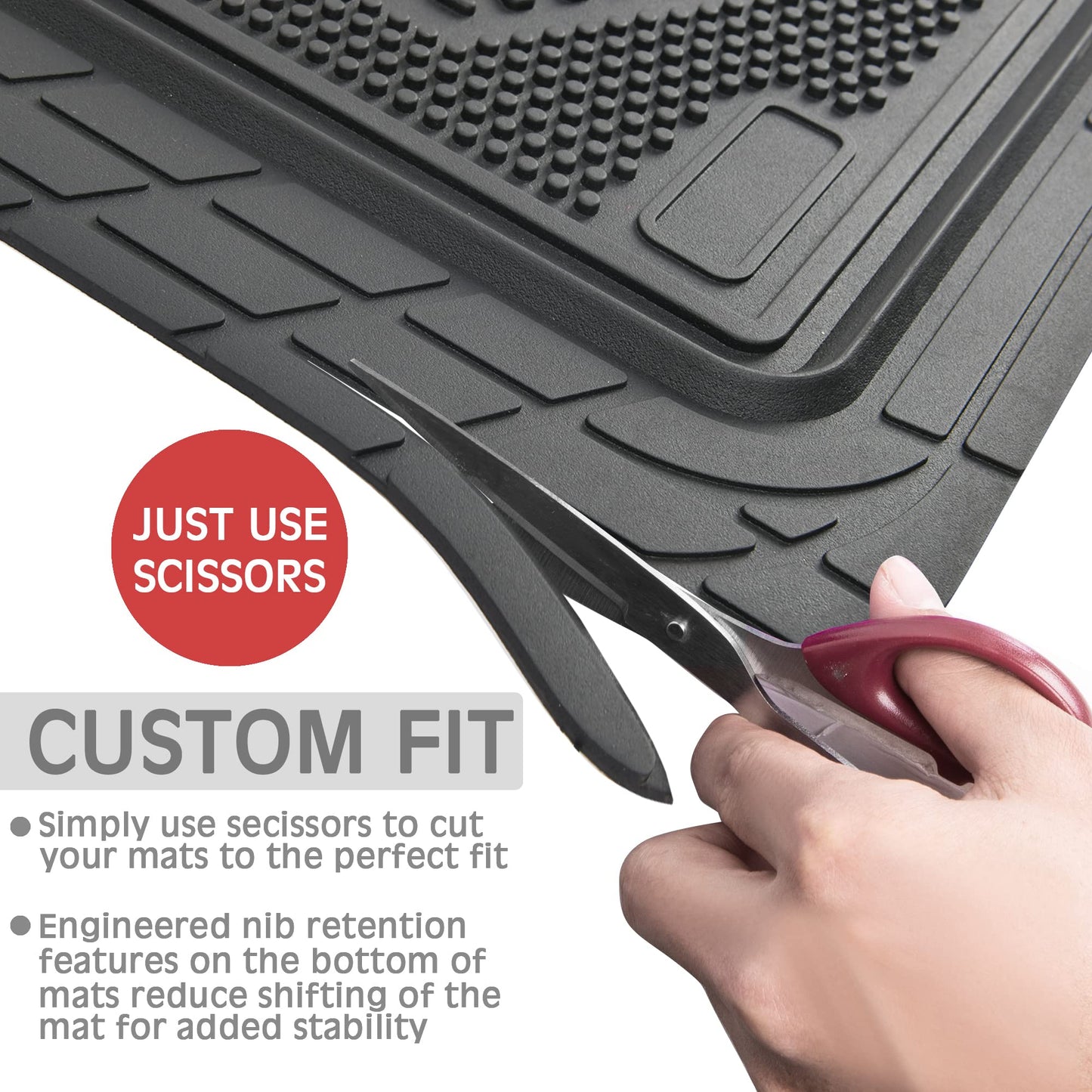 CAR PASS Heavy Duty Rubber Floor Mats Pink 4-Piece Car Mat Set - Universal Waterproof for SUV Truck, Durable All-Weather Mats,Car Women,Girly(All Pink)