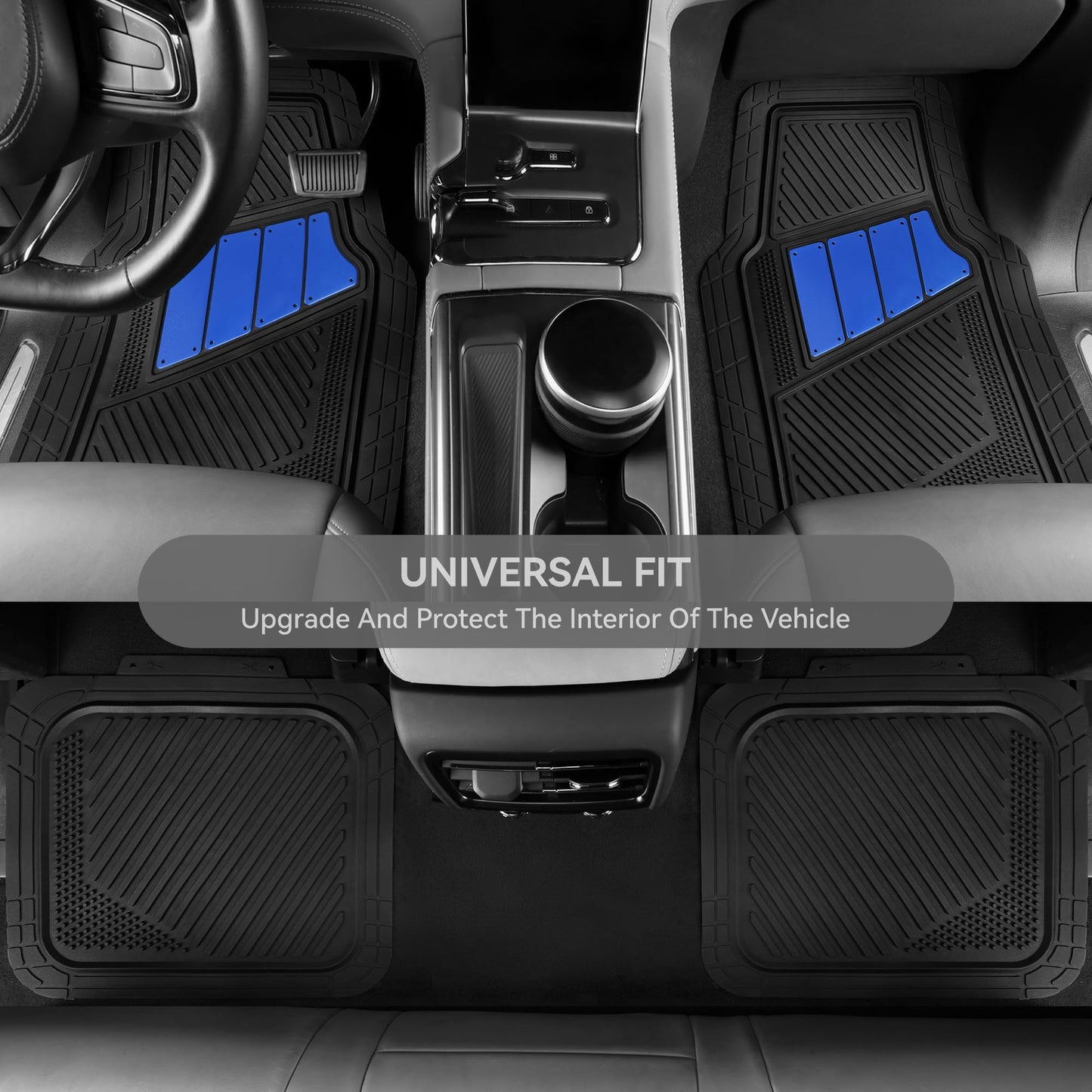 CAR PASS Heavy Duty Rubber Floor Mats Pink 4-Piece Car Mat Set - Universal Waterproof for SUV Truck, Durable All-Weather Mats,Car Women,Girly(All Pink)