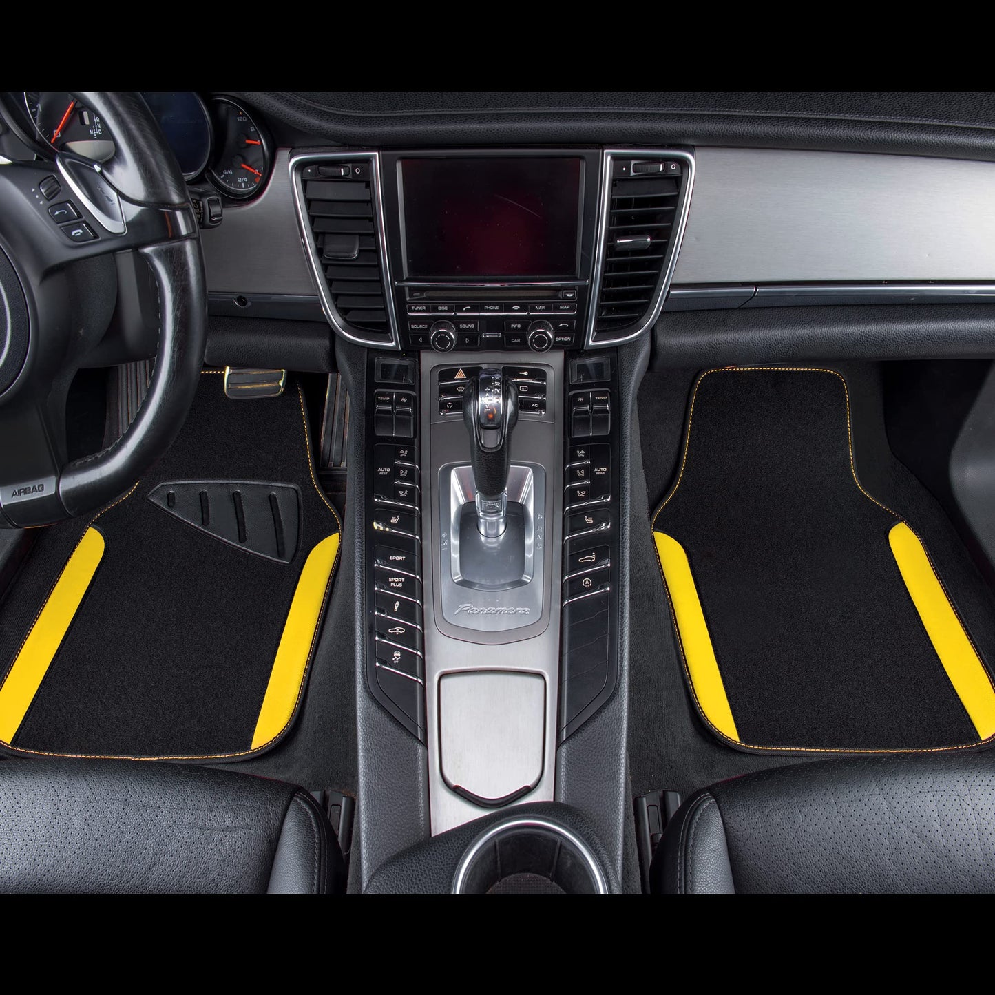 CAR PASS Waterproof Universal Fit Car Floor Mats, Faux Leather Car Carpet Mats, Black Car Mats with Anti-Slip Nibbs Backing & Driver Heel Pad Fit for SUV,Vans,sedans, Trucks,Set of 4pcs(All Black)