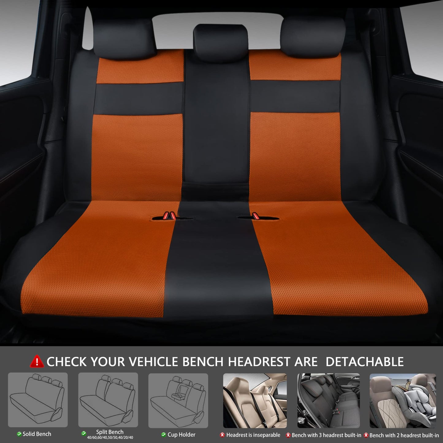 CAR PASS 3D Foam Leather Car Seat Covers Two Front Seats only, Air Cool Mesh Thick Seat Covers, All Weather Car Seat Cover Comfort & Protection for Truck,SUV,Sedan,Van, Airbag Compatible (Black)