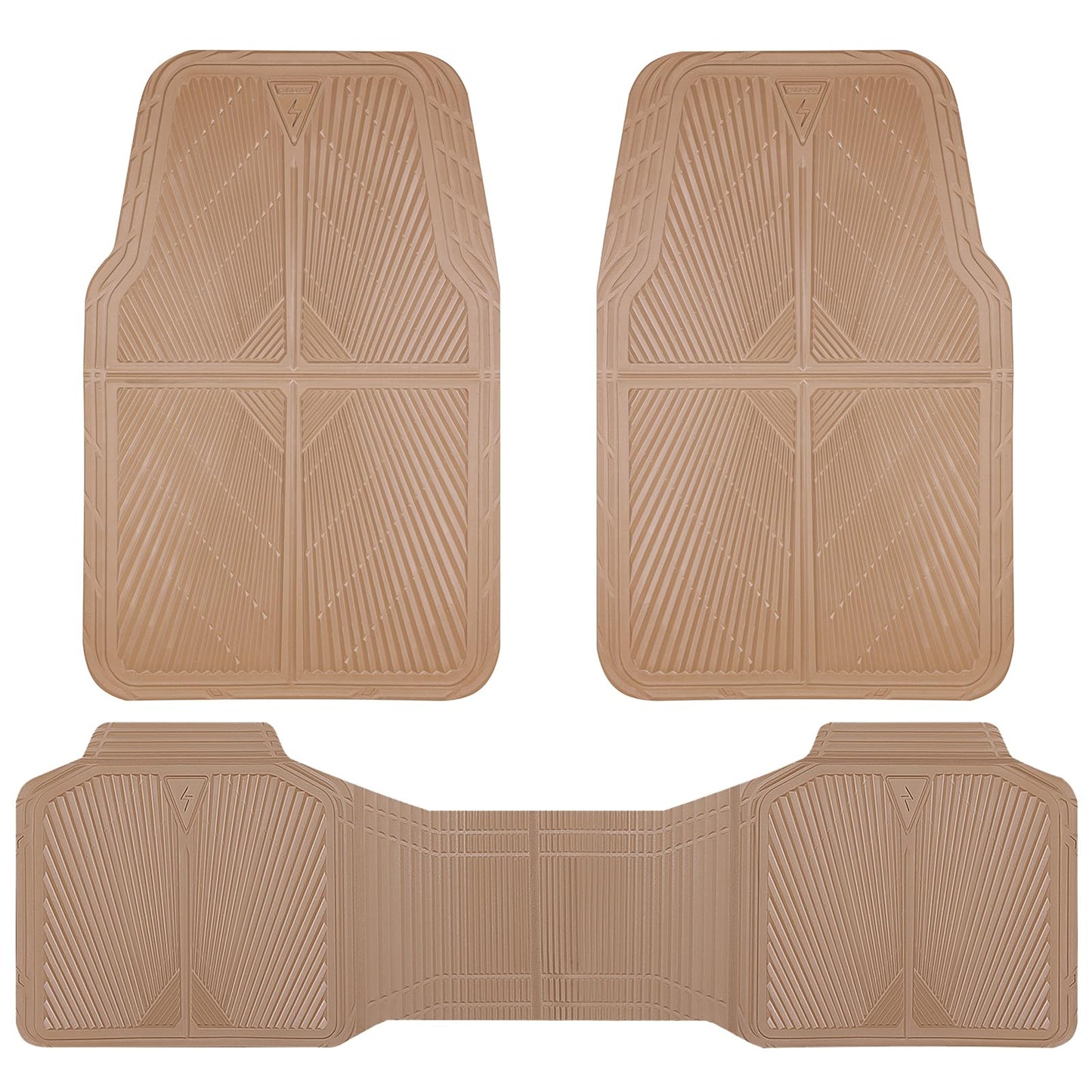 CAR PASS Rubber Car Mats,Car Floor Mats All Weather, Waterproof Trim-to Fit Automotive Floor Mats for Cars Trucks SUV,Anti-Slip Easy Clean, Heavy Duty Car Mats Full Set 3-Piece,All Black