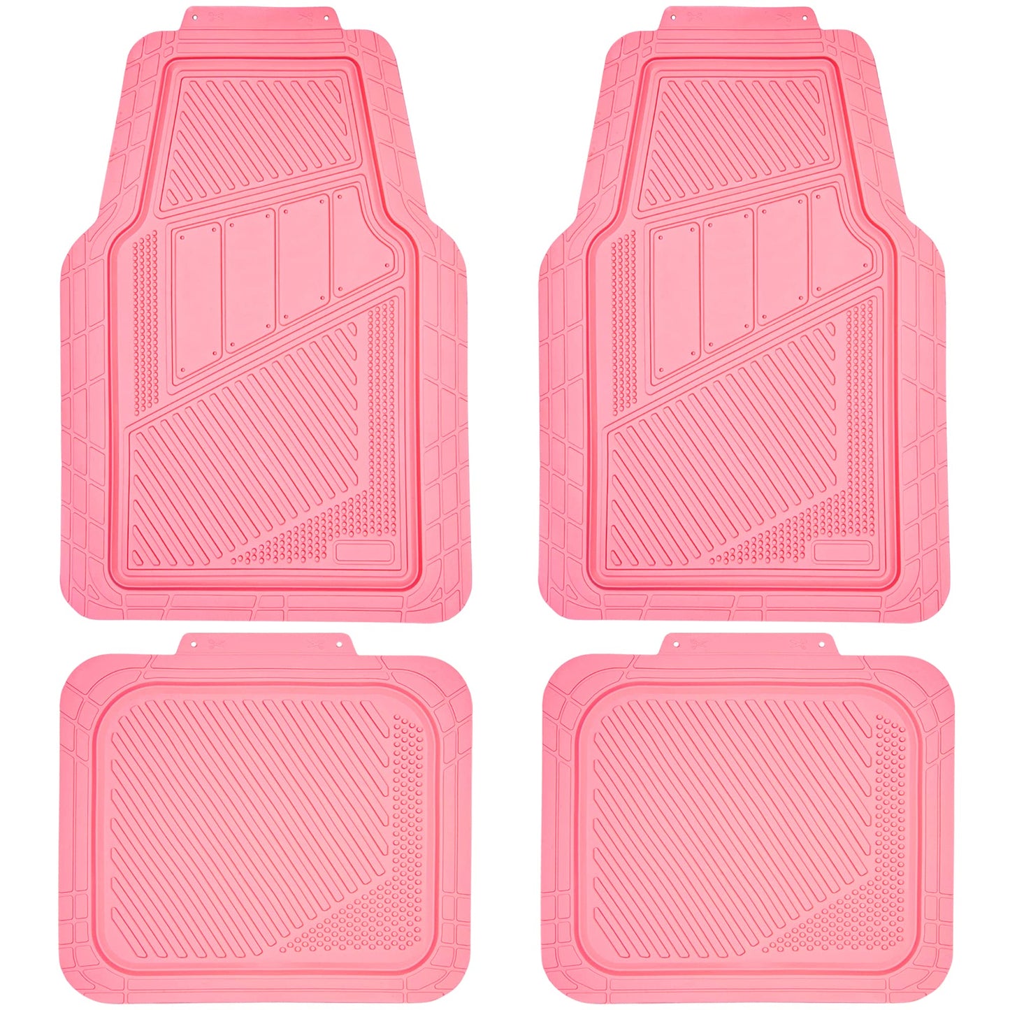 CAR PASS Heavy Duty Rubber Floor Mats Pink 4-Piece Car Mat Set - Universal Waterproof for SUV Truck, Durable All-Weather Mats,Car Women,Girly(All Pink)