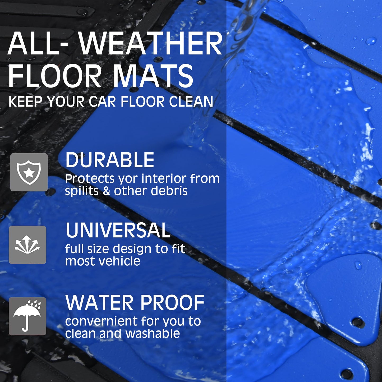 CAR PASS Heavy Duty Rubber Floor Mats Pink 4-Piece Car Mat Set - Universal Waterproof for SUV Truck, Durable All-Weather Mats,Car Women,Girly(All Pink)