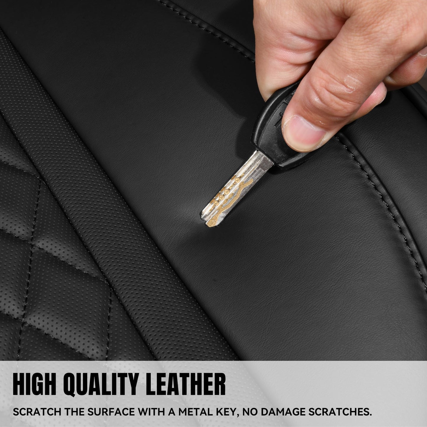 CAR Pass Bling Car Seat Covers, Microfiber Nappa Leather Luxury Cushioned, Waterproof Heavy-Duty Anti-Slip Universal Fit for Auto SUV Sedan,Sparkly Glitter Shining Rhinestone Full Set, Black Diamond