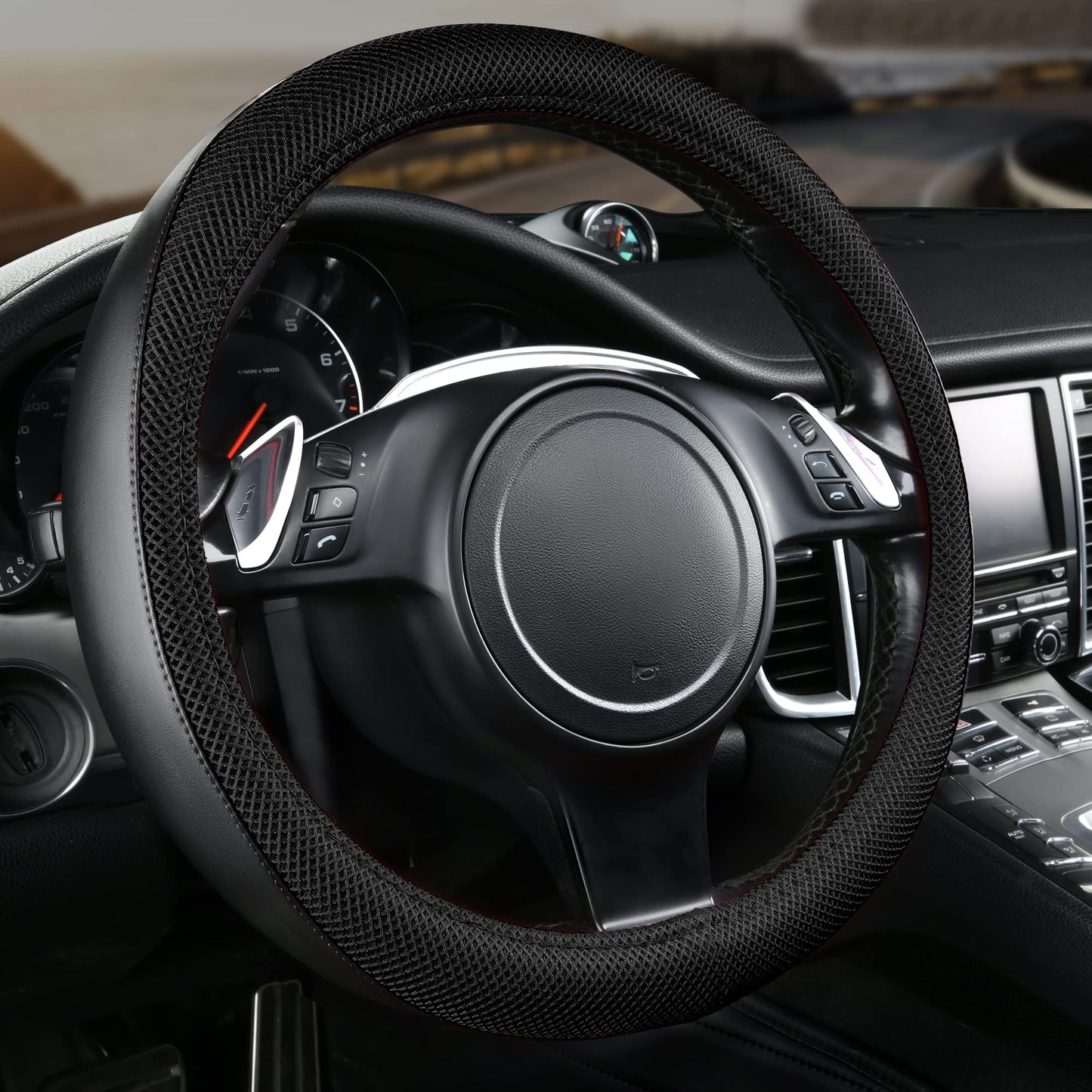 CAR PASS Waterproof Universal Fit Car Floor Mats, Faux Leather Car Carpet Mats, Black Car Mats with Anti-Slip Nibbs Backing & Driver Heel Pad Fit for SUV,Vans,sedans, Trucks,Set of 4pcs(All Black)