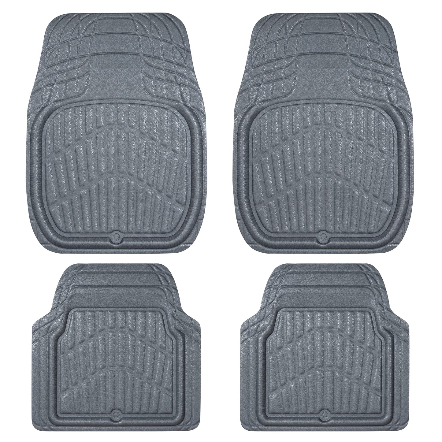 CAR PASS 4 Piece Leather Car Floor Mats -3D Cute Girly Waterproof All Weather Car Mat Full Set, Universal Trim to Fit & Anti-Slip Burr Bottom & Light Easy Clean for SUV Truck Auto Sedan Van(Pink)