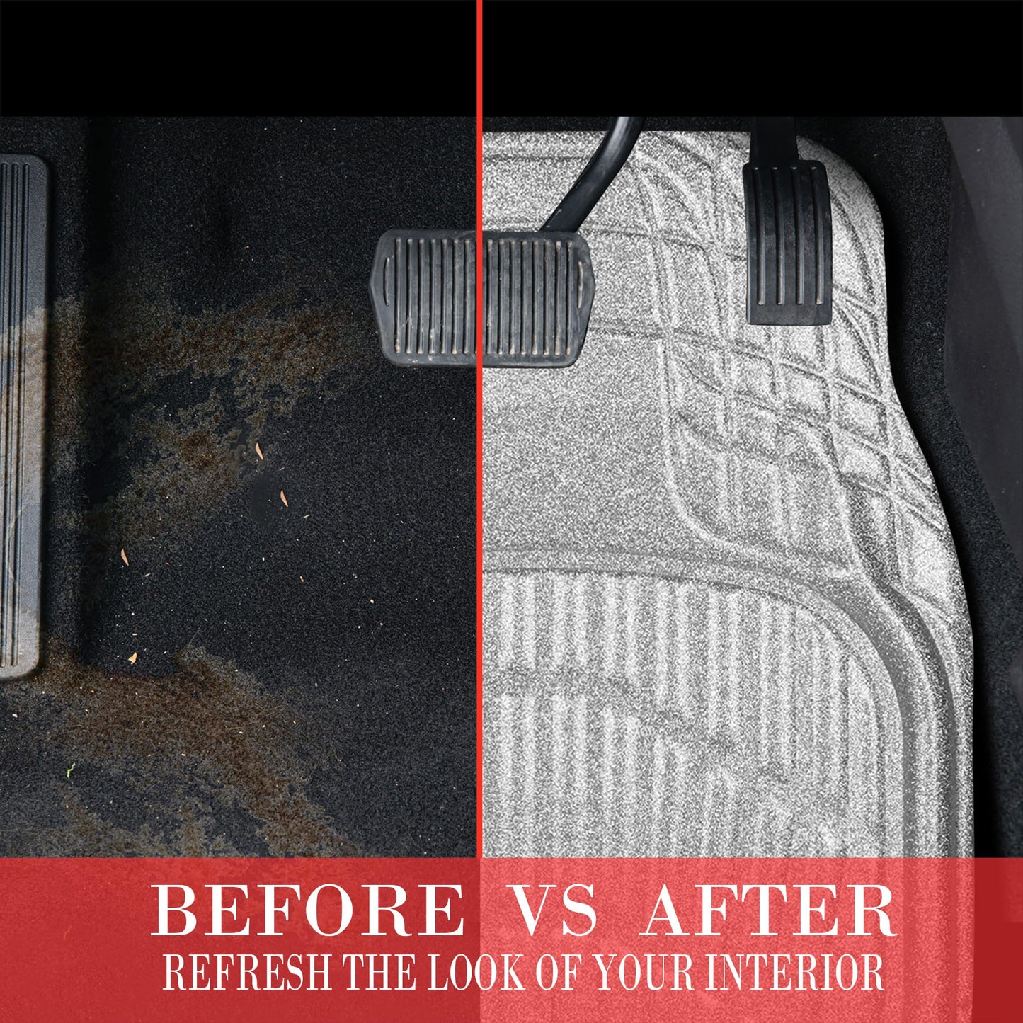 CAR PASS 4 Piece Leather Car Floor Mats -3D Cute Girly Waterproof All Weather Car Mat Full Set, Universal Trim to Fit & Anti-Slip Burr Bottom & Light Easy Clean for SUV Truck Auto Sedan Van(Pink)