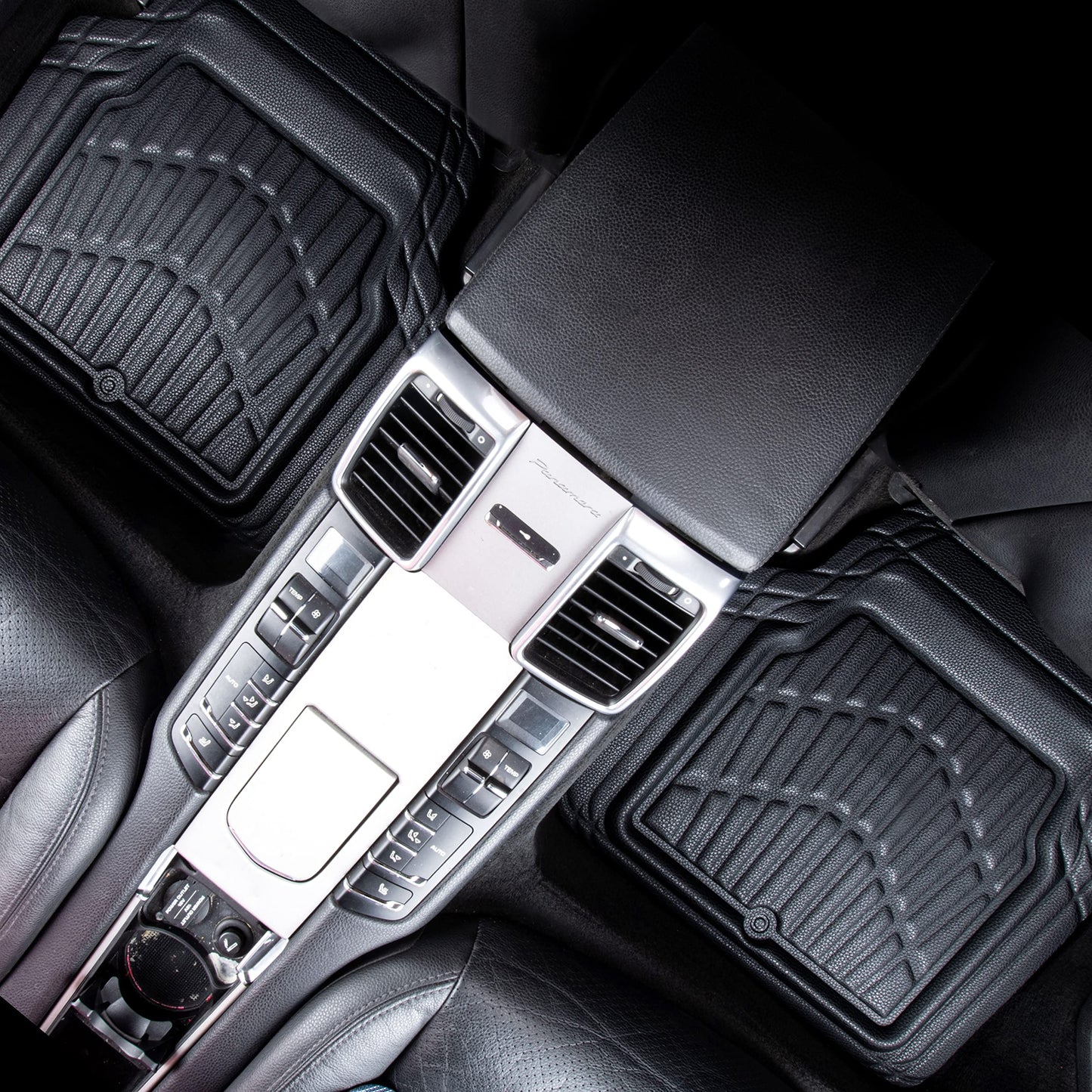 CAR PASS 4 Piece Leather Car Floor Mats -3D Cute Girly Waterproof All Weather Car Mat Full Set, Universal Trim to Fit & Anti-Slip Burr Bottom & Light Easy Clean for SUV Truck Auto Sedan Van(Pink)