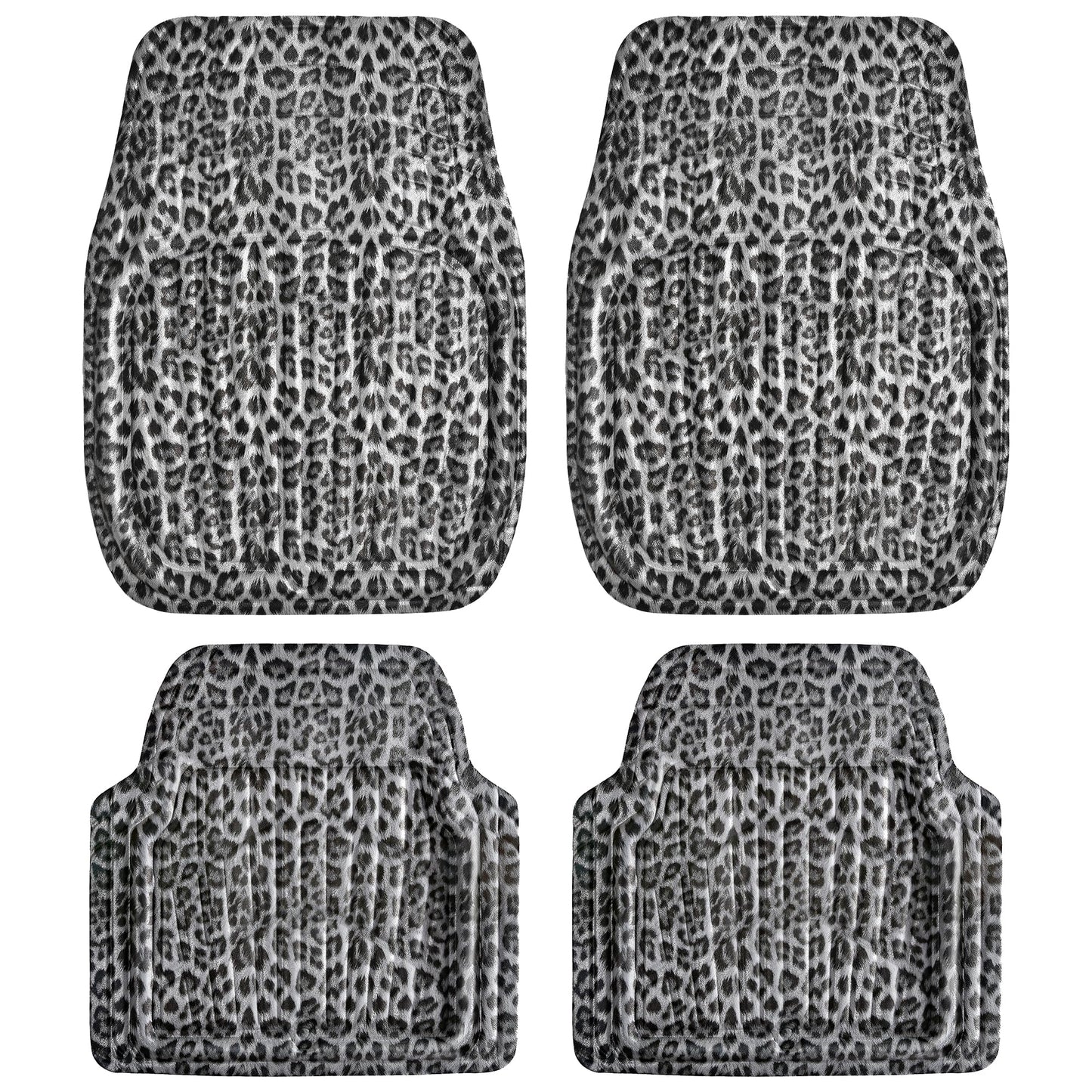 CAR PASS 4 Piece Leather Car Floor Mats -3D Cute Girly Waterproof All Weather Car Mat Full Set, Universal Trim to Fit & Anti-Slip Burr Bottom & Light Easy Clean for SUV Truck Auto Sedan Van(Pink)