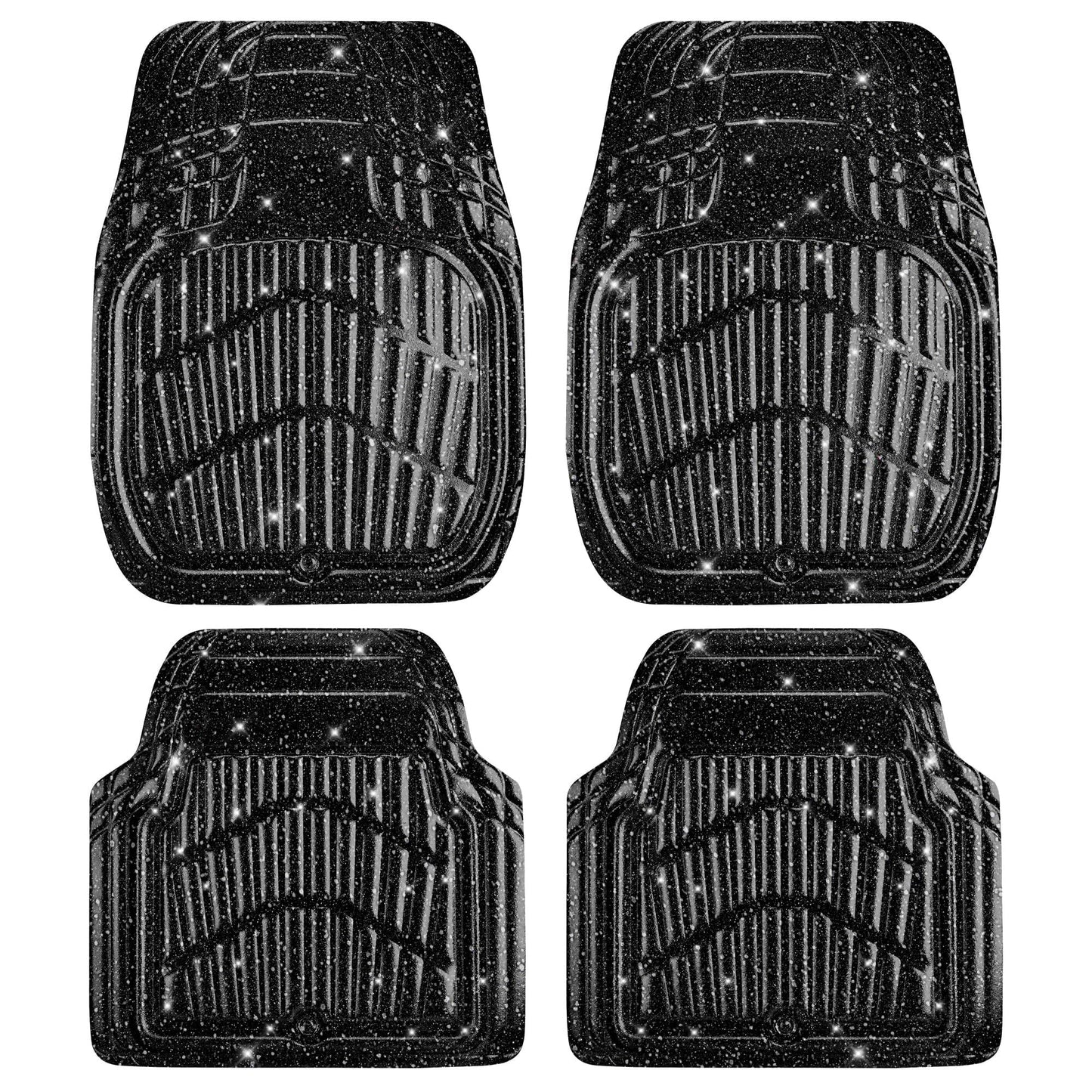 CAR PASS 4 Piece Leather Car Floor Mats -3D Cute Girly Waterproof All Weather Car Mat Full Set, Universal Trim to Fit & Anti-Slip Burr Bottom & Light Easy Clean for SUV Truck Auto Sedan Van(Pink)