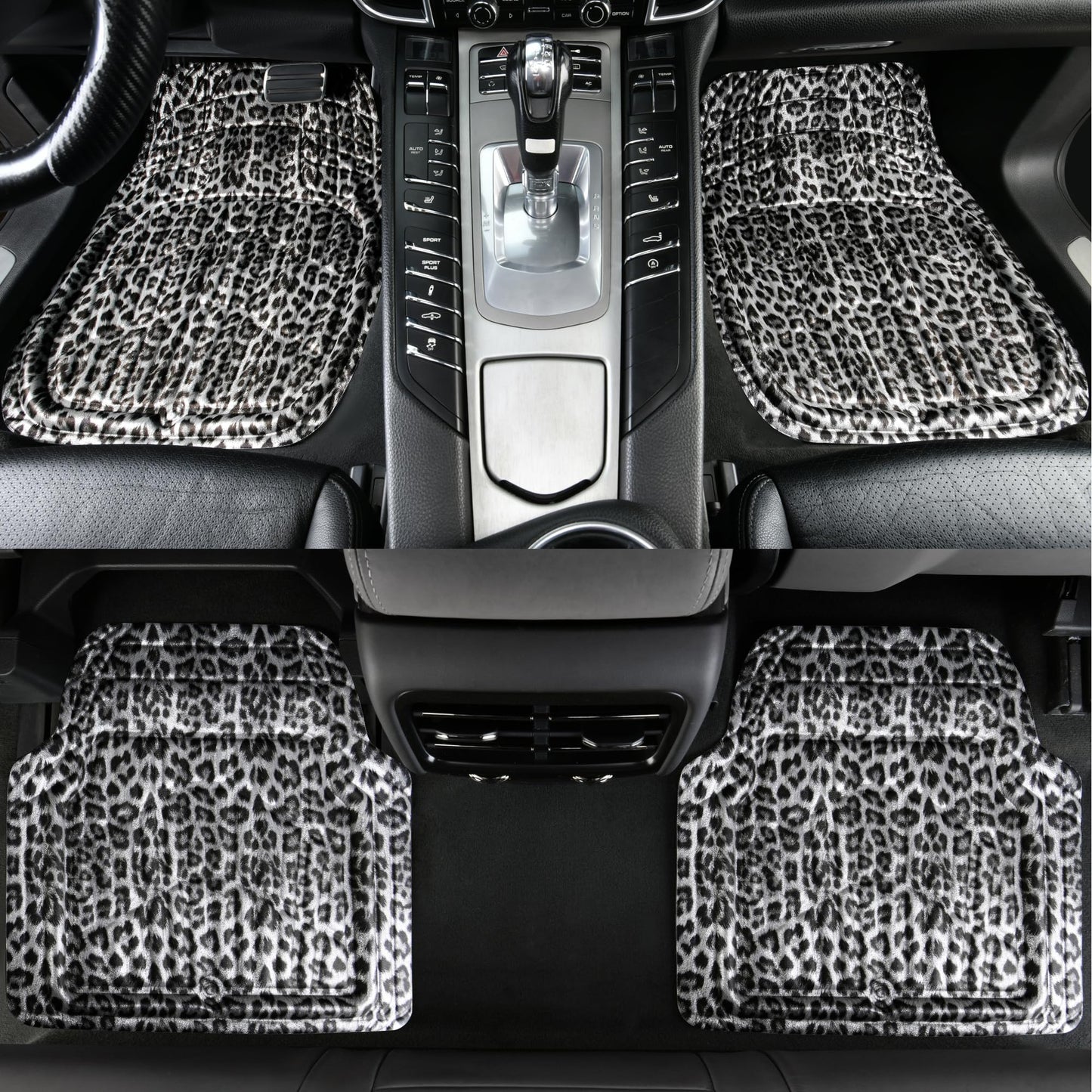 CAR PASS 4 Piece Leather Car Floor Mats -3D Cute Girly Waterproof All Weather Car Mat Full Set, Universal Trim to Fit & Anti-Slip Burr Bottom & Light Easy Clean for SUV Truck Auto Sedan Van(Pink)