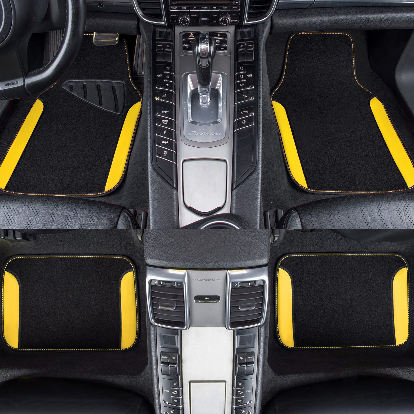 CAR PASS Waterproof Universal Fit Car Floor Mats, Faux Leather Car Carpet Mats, Black Car Mats with Anti-Slip Nibbs Backing & Driver Heel Pad Fit for SUV,Vans,sedans, Trucks,Set of 4pcs(All Black)