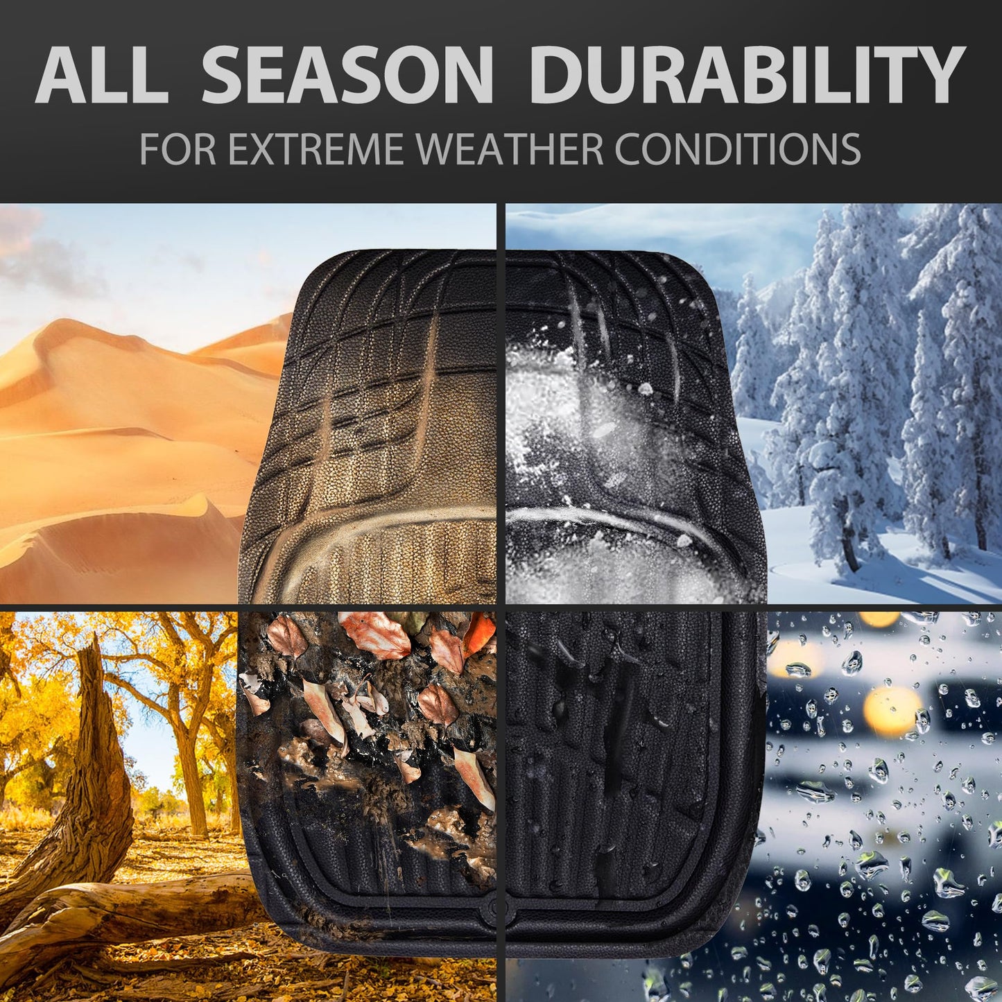 CAR PASS 4 Piece Leather Car Floor Mats -3D Cute Girly Waterproof All Weather Car Mat Full Set, Universal Trim to Fit & Anti-Slip Burr Bottom & Light Easy Clean for SUV Truck Auto Sedan Van(Pink)