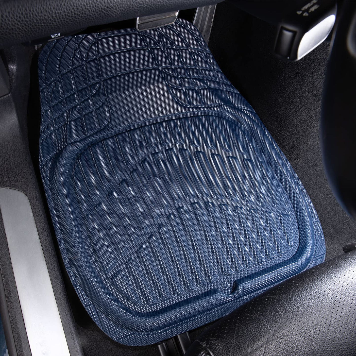 CAR PASS 4 Piece Leather Car Floor Mats -3D Cute Girly Waterproof All Weather Car Mat Full Set, Universal Trim to Fit & Anti-Slip Burr Bottom & Light Easy Clean for SUV Truck Auto Sedan Van(Pink)