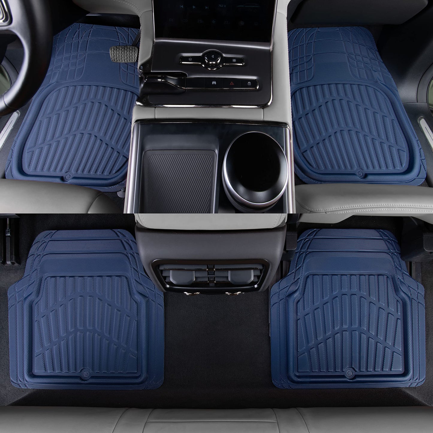 CAR PASS 4 Piece Leather Car Floor Mats -3D Cute Girly Waterproof All Weather Car Mat Full Set, Universal Trim to Fit & Anti-Slip Burr Bottom & Light Easy Clean for SUV Truck Auto Sedan Van(Pink)