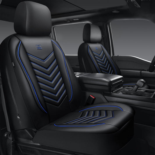 CAR PASS 3D Foam PU Leather Car Seat Covers Front Seats,Waterproof Faux Leather Front Seat Cover for Car,Universal Fit Anti-Slip for SUV Truck Sedan Automotive,Armrest Airbag Compatible,Black and Blue