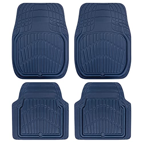 CAR PASS 4 Piece Leather Car Floor Mats -3D Cute Girly Waterproof All Weather Car Mat Full Set, Universal Trim to Fit &amp; Anti-Slip Burr Bottom &amp; Light Easy Clean for SUV Truck Auto Sedan Van(Pink)