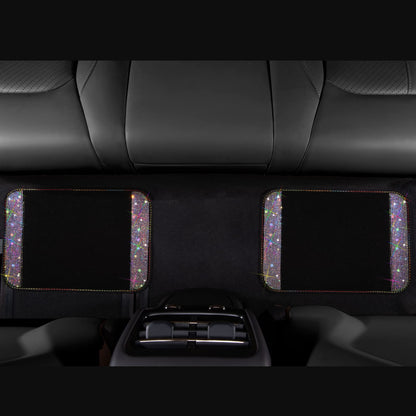 CAR PASS Bling Diamond Car Floor Mats, Shining Rhinestone Carpet Sparkly Glitter Crystal with Anti-Slip PVC Heel Pad Waterproof Universal Fit Automotive SUV,Sedan,Van,Cute Girl Women,4pcs Black Sliver