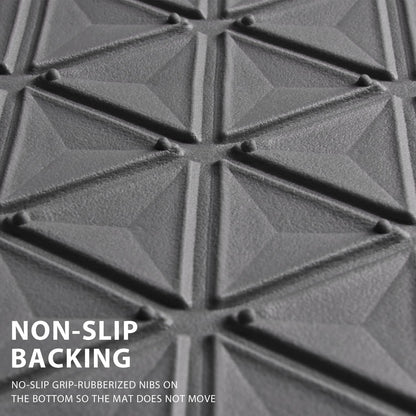 CAR PASS Bling Car Mats Diamond Rubber Floor Mats Full Set Anti-Slip 3D Rhombus Waterproof Trim to Fit Liner Universal Glitter Crystal Sparkly Shining Rhinestone Girl Women SUV Sedan Van, Black Silver