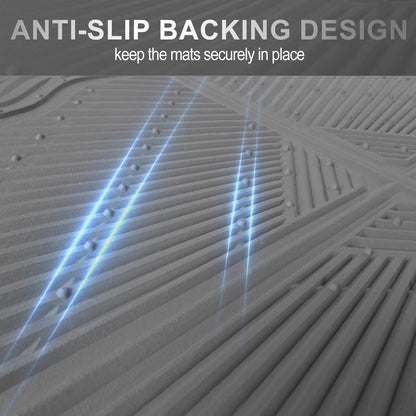 CAR PASS Rubber Car Mats,Car Floor Mats All Weather, Waterproof Trim-to Fit Automotive Floor Mats for Cars Trucks SUV,Anti-Slip Easy Clean, Heavy Duty Car Mats Full Set 3-Piece,All Black