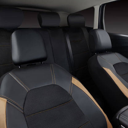 CAR PASS Universal Leather car seat Covers Sport fits Most Cars, SUVs, Trucks, and Vans (Full Set, Black Red)